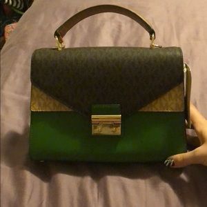 Green and brown Michael kors purse
